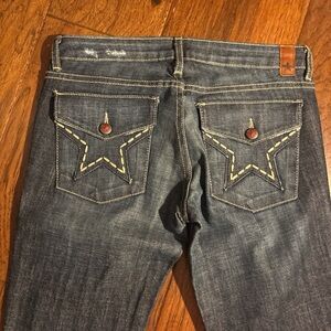 Star Embroidered Blue Jeans